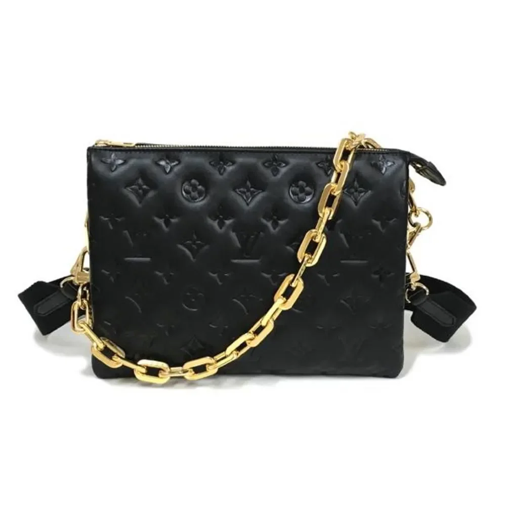 Louis Vuitton Coussin PM 2 Way Chain Shoulder Bag Leather Monogram Noir Black